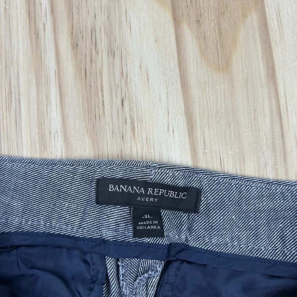Banana Republic Avery Pants Womens Size 4L Long Blue Linen Blend Trousers